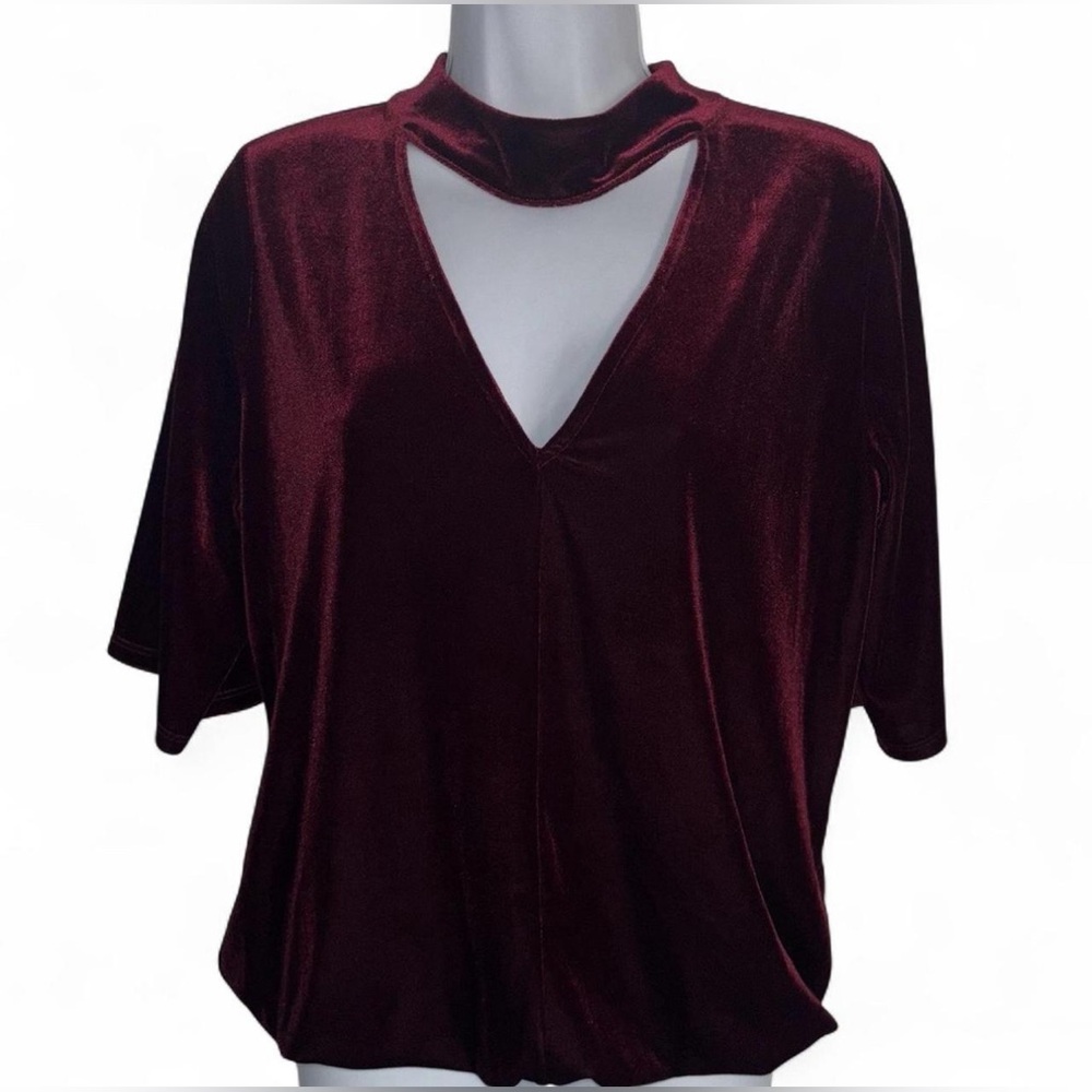 Veronica M. Women’s Velvet Choker Top V-Neck Size M Boho Whimsigoth Grunge USA